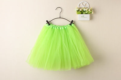 New Adults Tulle Tutu Skirt Dressup Party Costume Ballet Womens Girls Dance Wear, Neon Green, Kids