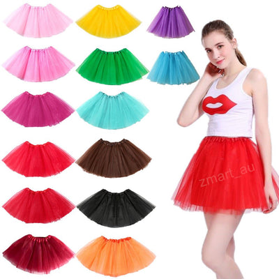 New Adults Tulle Tutu Skirt Dressup Party Costume Ballet Womens Girls Dance Wear, White Colour, Kids