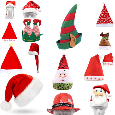 Christmas Unisex Adults Kids Novelty Hat Xmas Party Cap Santa Costume Dress Up, Long Santa Hat (Kids)
