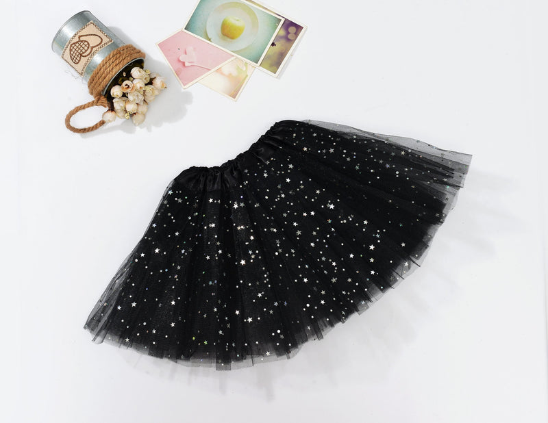 Sequin Tulle Tutu Skirt Ballet Kids Princess Dressup Party Baby Girls Dance Wear, Black, Adults