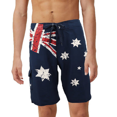 Men's Adult Board Shorts Australian Flag Australia Day Souvenir Navy Beach Wear, Navy, L