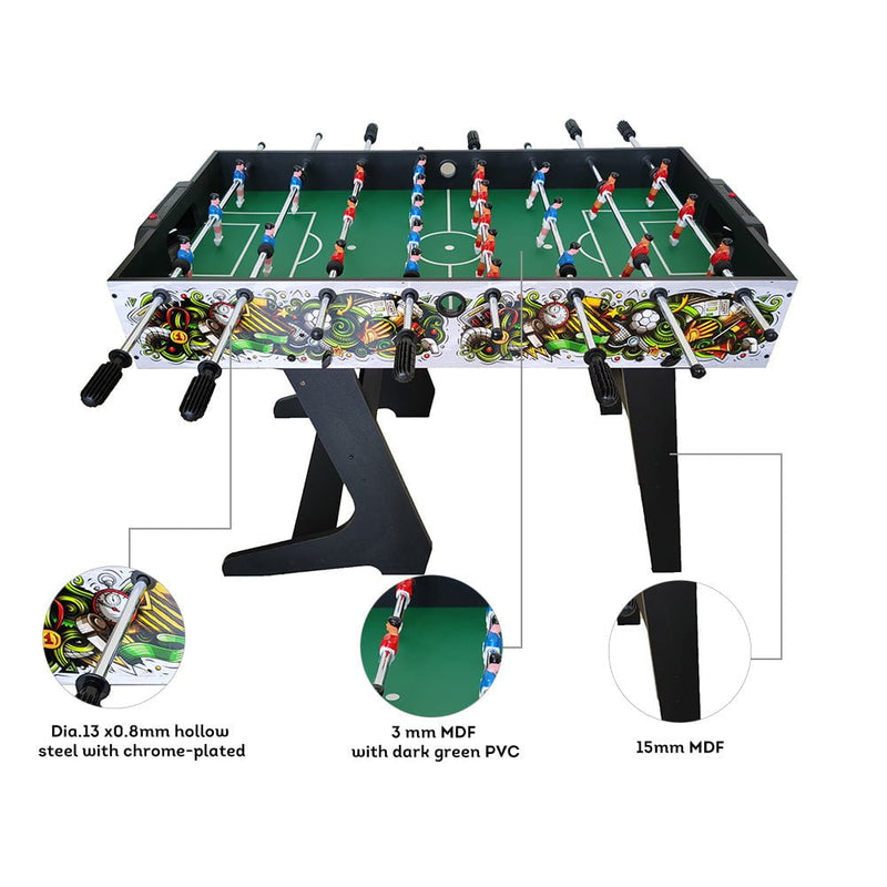 T&R SPORTS 4FT Foosball Soccer Table With Standing Legs-Colourful Black