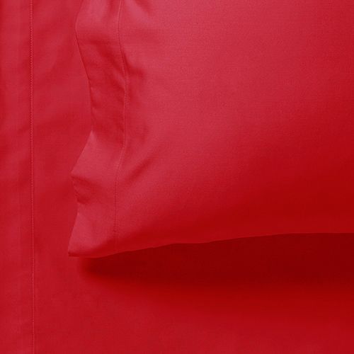 1000TC Ultra Soft Double Size Bed Red Flat & Fitted Sheet Set