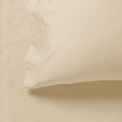1000TC Ultra Soft Double Size Bed Yellow Cream Flat & Fitted Sheet Set