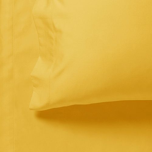 1000TC Ultra Soft Double Size Bed Yellow Flat & Fitted Sheet Set