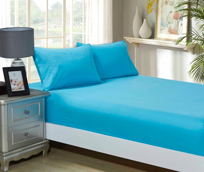 1000TC Ultra Soft Fitted Sheet & Pillowcase Set - King Single Size Bed - Light Blue