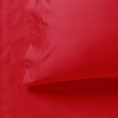1000TC Ultra Soft King Single Size Bed Red Flat & Fitted Sheet Set