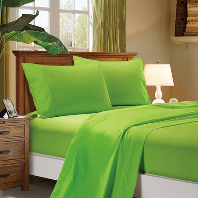 1000TC Ultra Soft King Single Size Bed Green Flat & Fitted Sheet Set