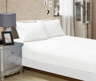 1000TC Ultra Soft Fitted Sheet & Pillowcase Set - Single Size Bed - White