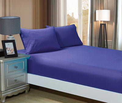 1000TC Ultra Soft Fitted Sheet & Pillowcase Set - Single Size Bed - Royal Blue