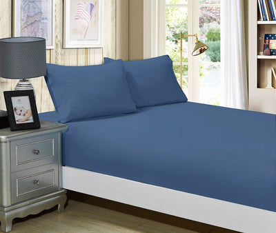 1000TC Ultra Soft Fitted Sheet & Pillowcase Set - Single Size Bed - Greyish Blue