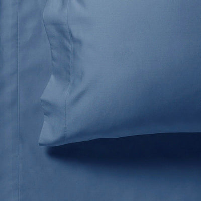 1000TC Single Size Bed Soft Flat & Fitted Sheet Set Greyish Blue