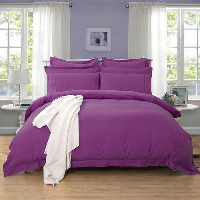 1000TC Tailored Double Size Purple Duvet Doona Quilt Cover Set