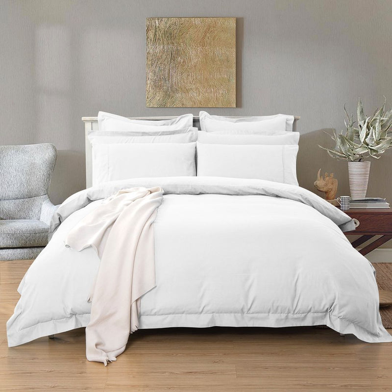 1000TC Tailored King Size White Duvet Doona Quilt Cover Set