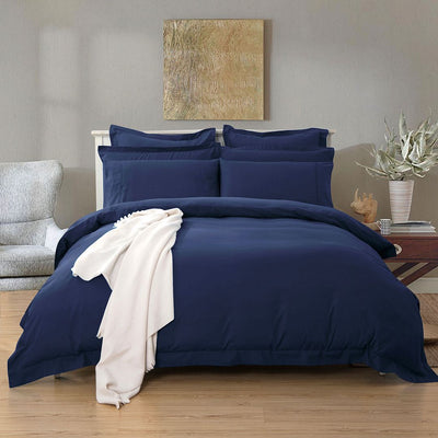 1000TC Tailored King Size Quilt/Doona/Duvet Cover Set - Midnight Blue