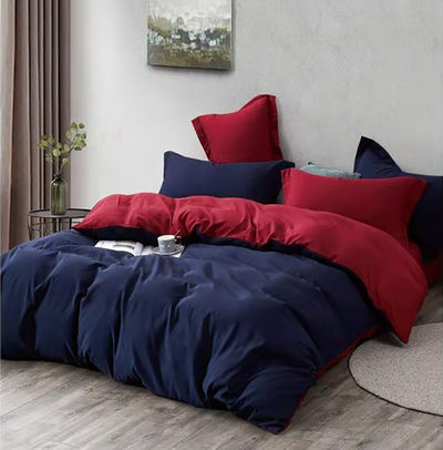 1000TC Reversible Super King Size Blue and Red Duvet Doona Quilt Cover Set