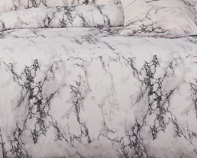 White Marble Double Size Duvet Doona Quilt Cover Set
