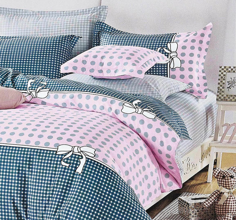Pink Dots Double Size Bed Quilt/Doona/Duvet Doona Duvet Cover Set