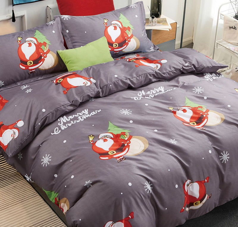 Christmas Santa King Size Quilt/Doona/Duvet Cover Set