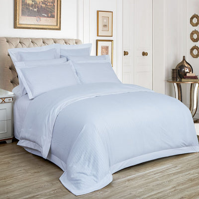 1000TC Ultra Soft Striped King Size White Duvet Doona Quilt Cover Set