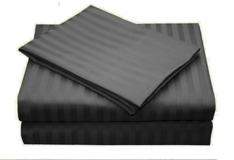 1000TC Ultra Soft Striped Queen Size Charcoal Duvet Doona Quilt Cover Set