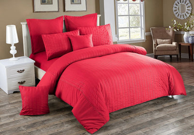 Seersucker Double Size Quilt/Doona/Duvet Cover Set - Red