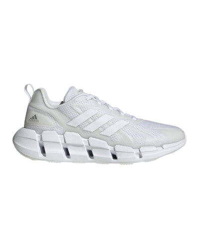 White Leatherette and Mesh Running Shoes - 10 US