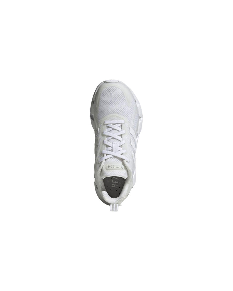 White Leatherette and Mesh Running Shoes - 11 US