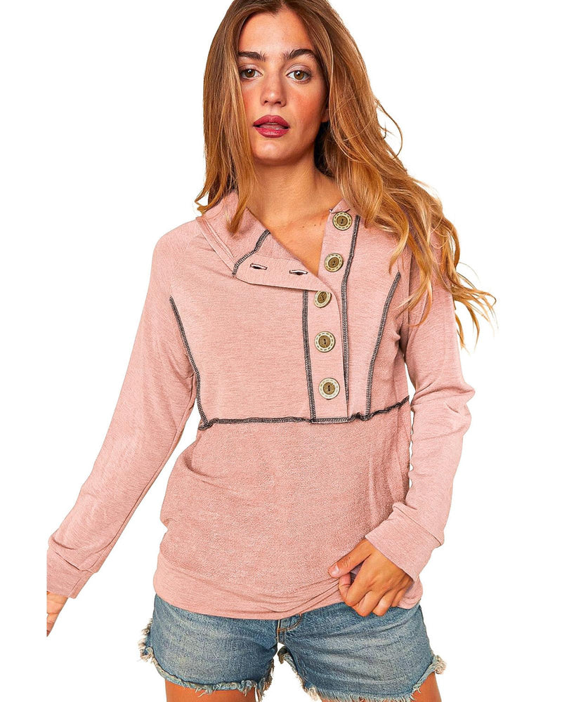 Azura Exchange Princess Line Out Seam Hoodie with Front Buttons - M