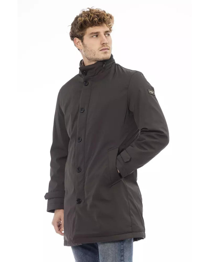 Stylish Long Jacket with Welt Pockets and Zip/Button Closure 2XL Men