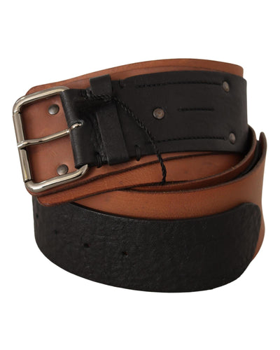 100% Leather Belt with Silver Tone Buckle Fastening 85 cm Women