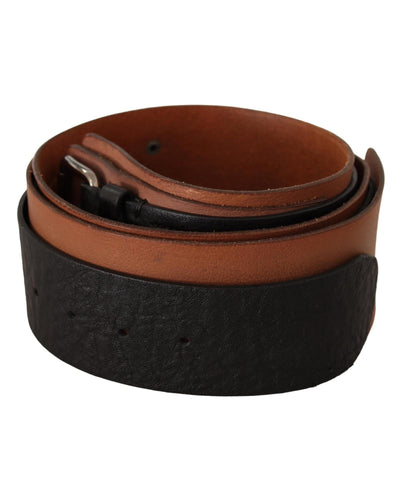 100% Leather Belt with Silver Tone Buckle Fastening 85 cm Women