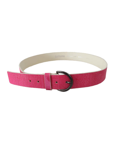 100% Authentic GALLIANO Pink Leather Fashion Belt with Black-tone Hardware 105 cm Women