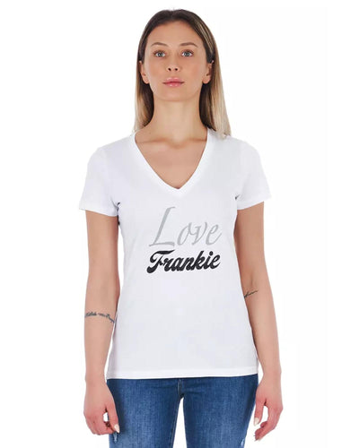 V-neck T-shirt with Front Print M Women