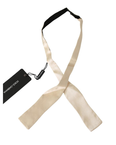 100% Authentic Dolce &amp; Gabbana Bowtie Beige Silk Adjustable Strap One Size Men
