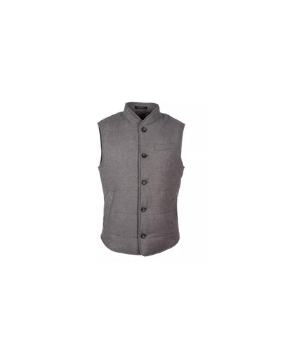 Woven Wool Cashmere Vest with Button Closure and Multiple Pockets 48 IT Men