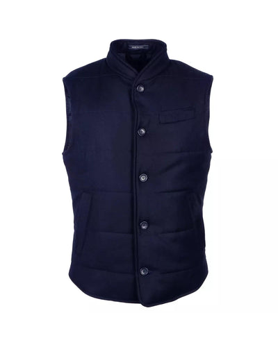 Wool and Cashmere Vest with Button Closure and Multiple Pockets 50 IT Men