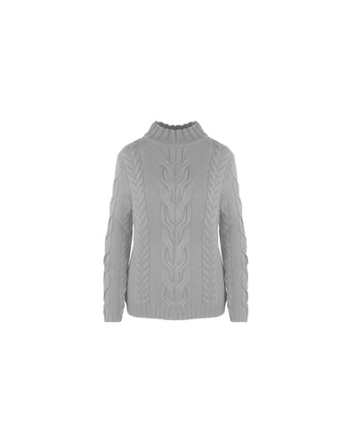 Wool and Cashmere Turtleneck with Braided Patterns M Women