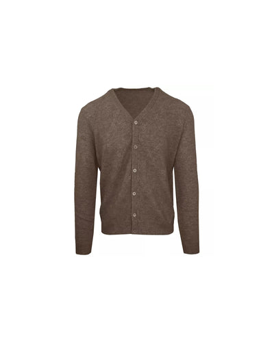 Wool and Cashmere V-Neck Cardigan with Diamond Stitching L Men