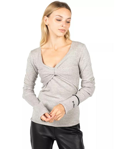Viscose Blend V-Neck Sweater with Crossed Chest Details XS Women