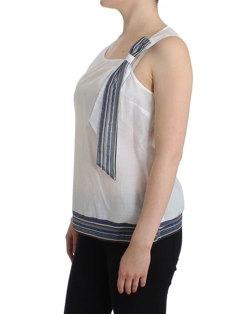 White and Blue Cotton-blend Bow Top 46 IT Women