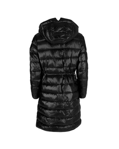 Womens Long Down Jacket with Hood and Button Closure S Women