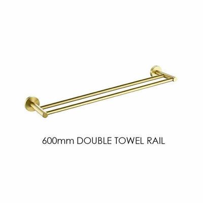 Luxurious Brushed Gold Stainless Steel 304 Towel Rack Rail - Double Bar 600mm