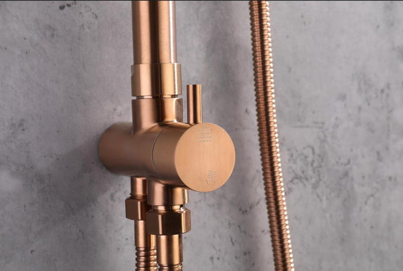 2023 Brushed Rose Gold Copper Solid Stainless Steel 304 made shower set w diverter 200 mm head sprayer hand held head