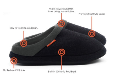 ARCHLINE Orthotic Slippers Slip On Arch Scuffs Orthopedic Moccasins - Charcoal Marle - EUR 40