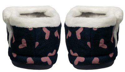 ARCHLINE Orthotic Slippers CLOSED Arch Scuffs Moccasins Pain Relief - Navy with Hearts - EUR41