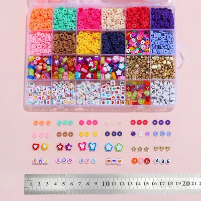 12 Colors 4000pcs DIY Ceramic Loose Bead Set 6mm Flat Round Polymer Clay Beads Jewelry Making Kit