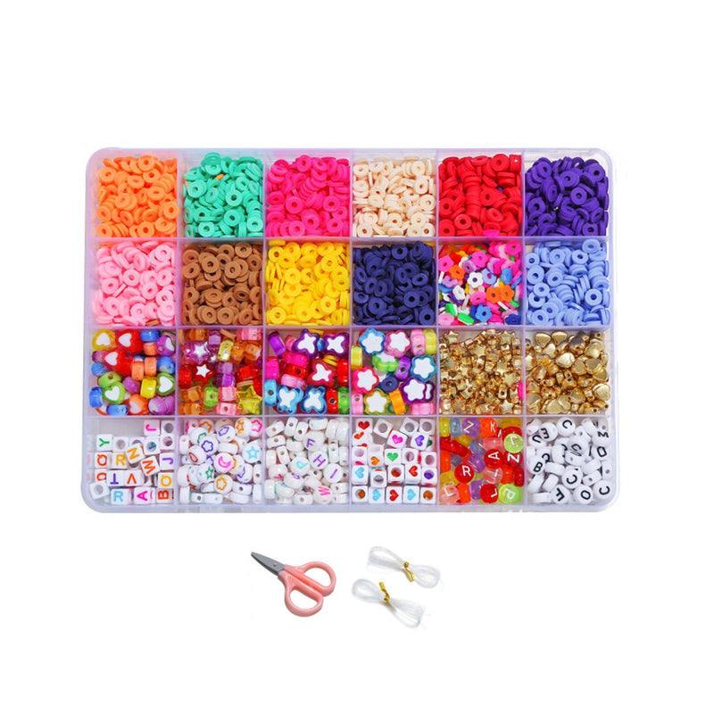 12 Colors 4000pcs DIY Ceramic Loose Bead Set 6mm Flat Round Polymer Clay Beads Jewelry Making Kit