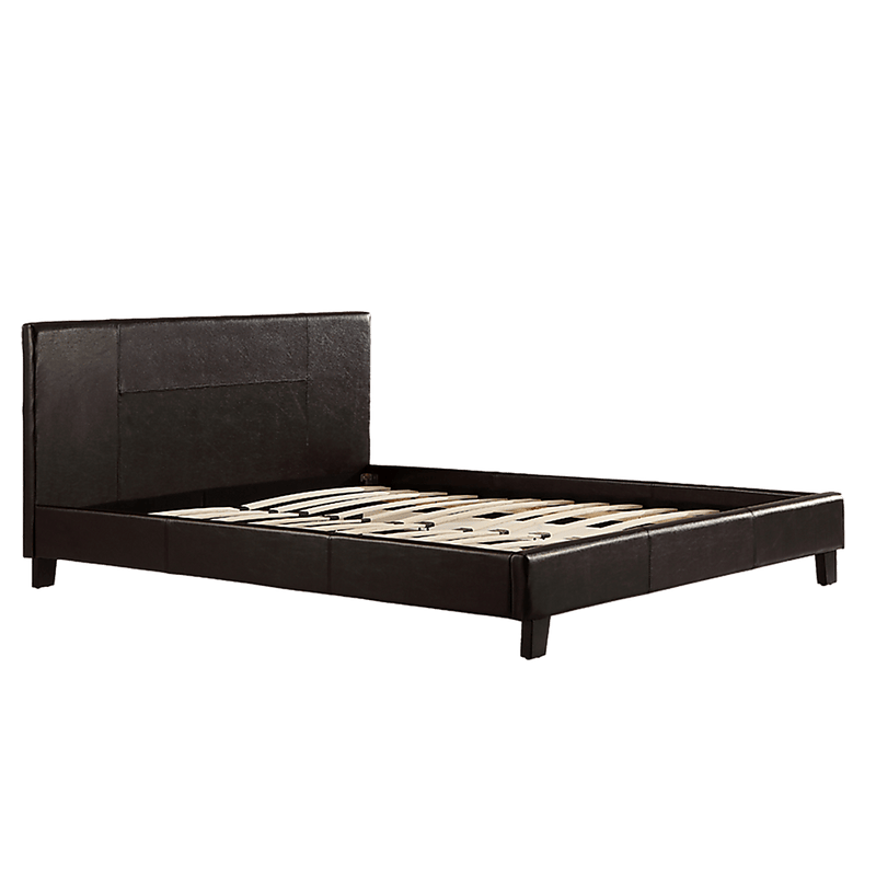 Queen PU Leather Bed Frame Brown