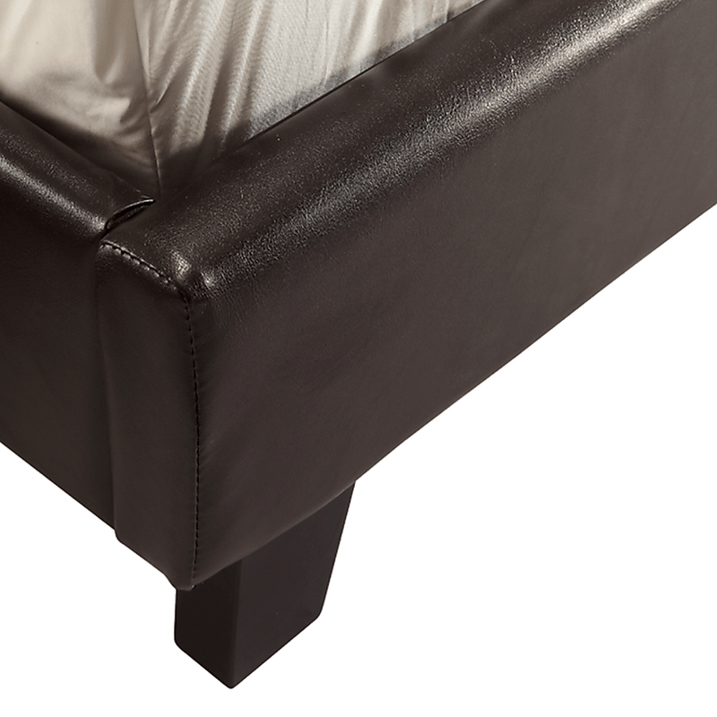 Queen PU Leather Bed Frame Brown